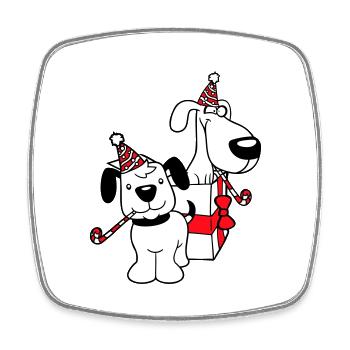 2 chiens anniversaire cadeau fête chapeau célébrer crapaud - Magnet carré - blanc - Devant