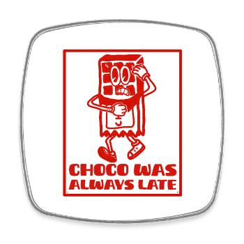 Chocolate Late Vintage Mascot - Square fridge magnet - white - Front