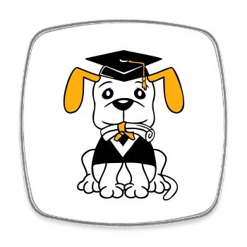 Hund Schulabschluss Zeugnis Gymnasium College Abi - Viereckiger Kühlschrankmagnet - Weiß - Vorne
