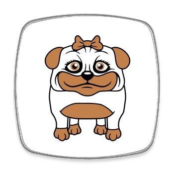 Dog Pug Girl Pretty Bow Woman Female - Square fridge magnet - white - Front