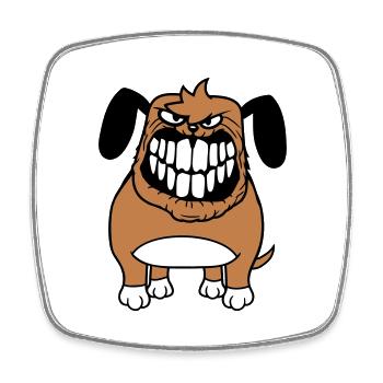 chien monstre méchant dangereux dents sourire sourire - Magnet carré - blanc - Devant