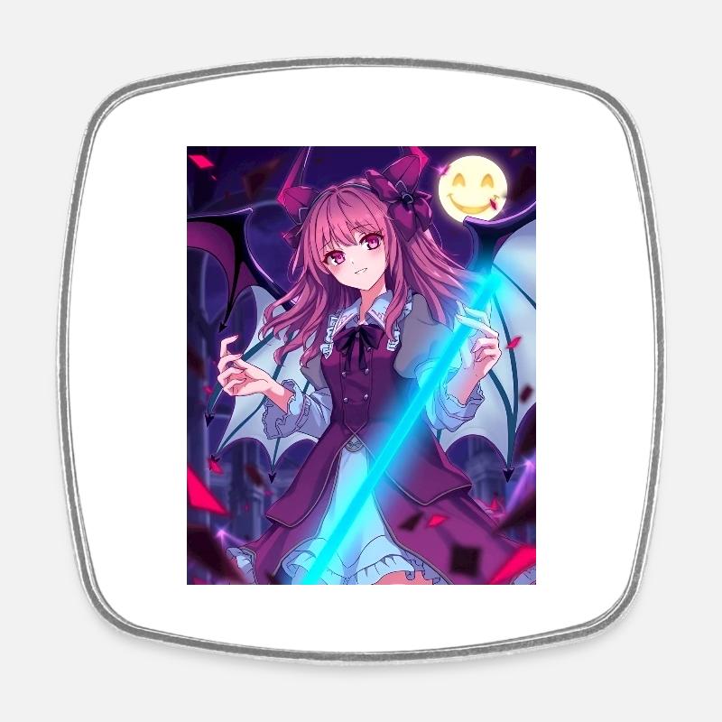Hellow Anime Design - Square fridge magnet - white
