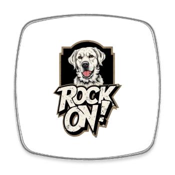 Chien Labrador Retriever - Rock on - Magnet carré - blanc - Devant