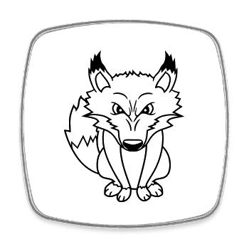 Renard, Mauvais œil, Dangereux, Renard roux, Animal sauvage - Magnet carré - blanc - Devant
