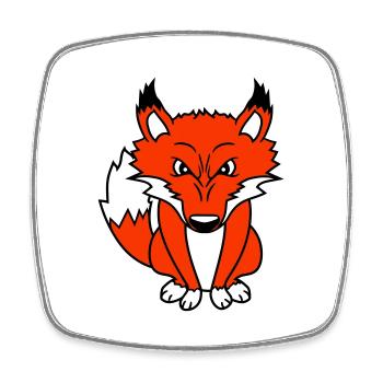Renard, Mauvais œil, Dangereux, Renard roux, Animal sauvage - Magnet carré - blanc - Devant