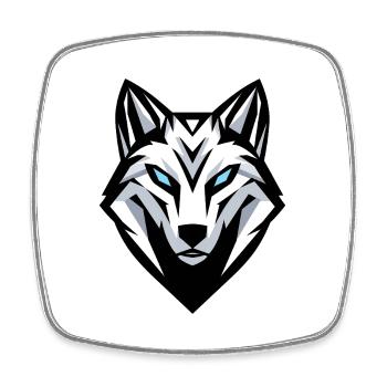 Wolfskopf-Logo, Symbol, Emblem, Tätowierung - Viereckiger Kühlschrankmagnet - Weiß - Vorne
