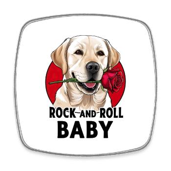 Rock And Roll Baby Hund - Viereckiger Kühlschrankmagnet - Weiß - Vorne