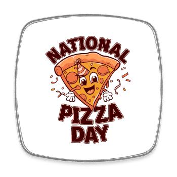 Journée nationale de la pizza 2025 pizza day gift - Magnet carré - blanc - Devant