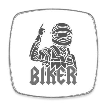 Biker - Viereckiger Kühlschrankmagnet - Weiß - Vorne