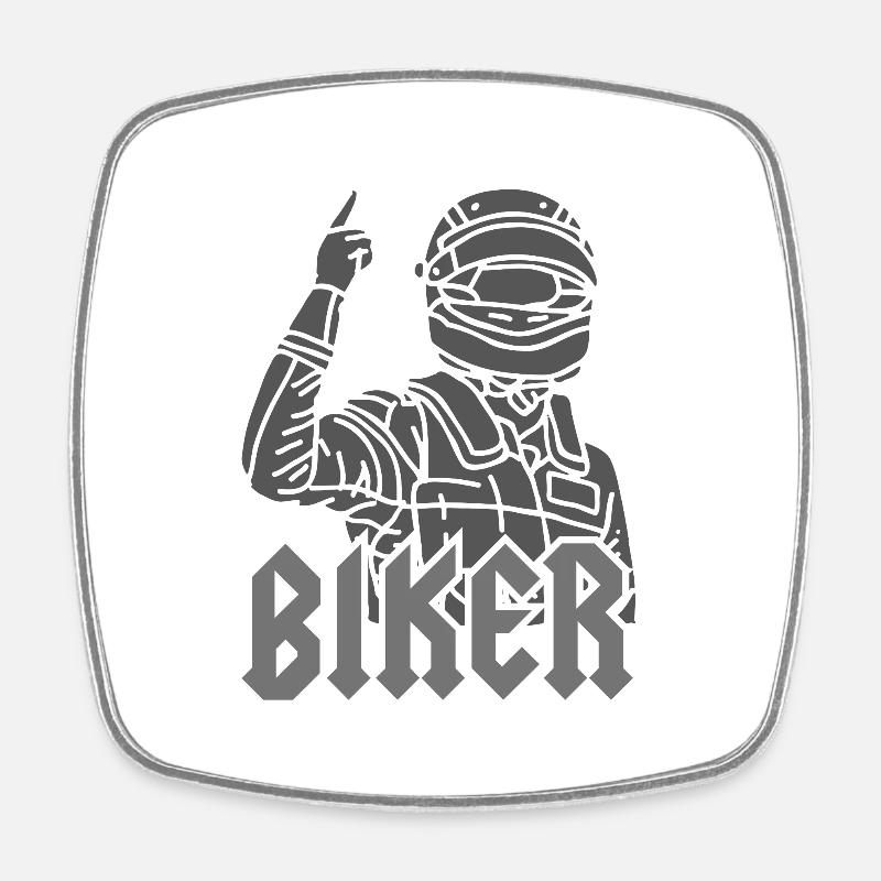 Biker - Viereckiger Kühlschrankmagnet - Weiß