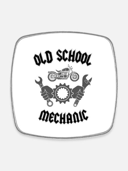 OLD SCHOOL MECHANIC - Viereckiger Kühlschrankmagnet - Weiß