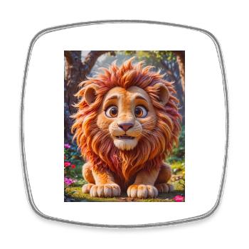 super cute african animals– lion - Square fridge magnet - white - Front