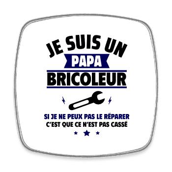 Je suis un papa bricoleur, Cadeau fête des pères - Magnet carré - blanc - Devant