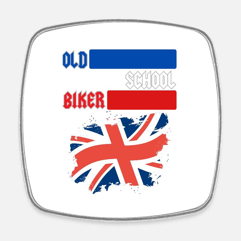 OLD SCHOOL BIKER UK - Square fridge magnet - white