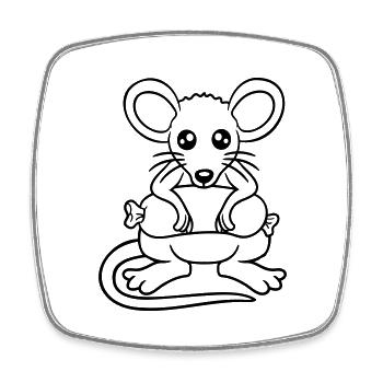 Souris grosse saucisse manger faim saucisse grillades - Magnet carré - blanc - Devant