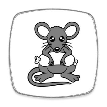 Souris grosse saucisse manger faim saucisse grillades - Magnet carré - blanc - Devant