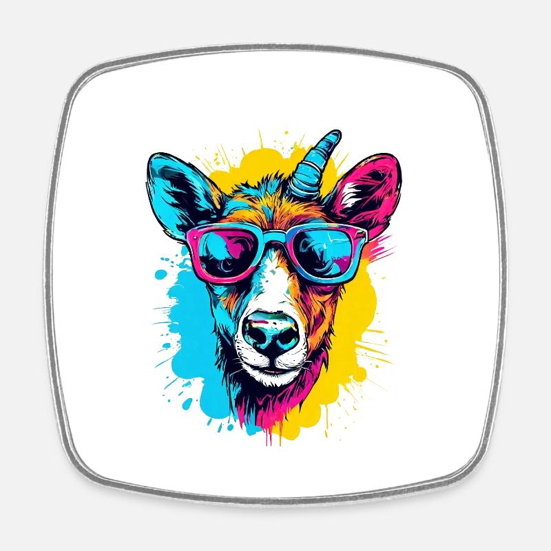 Portrait d’animal coloré - Magnet carré - blanc