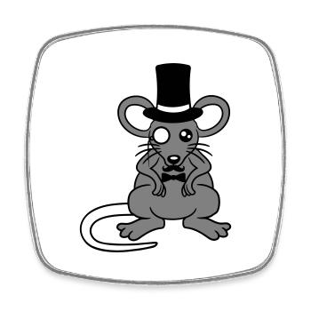 Mr. Maus Zylinder Hut Monokel Brille reicher Herr - Viereckiger Kühlschrankmagnet - Weiß - Vorne
