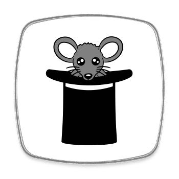 souris en chapeau de sorcier chapeau haut de forme petite souris mignon - Magnet carré - blanc - Devant