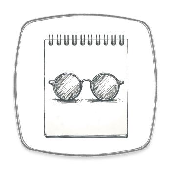 Zeichnung einer Brille - Viereckiger Kühlschrankmagnet - Weiß - Vorne