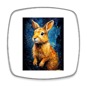 Kaninchen in der digitalen Kunst - Viereckiger Kühlschrankmagnet - Weiß - Vorne
