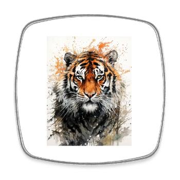 Tiger in Aquarell - Viereckiger Kühlschrankmagnet - Weiß - Vorne