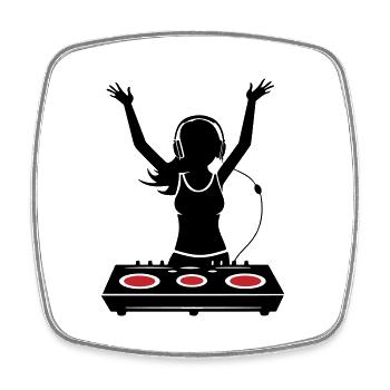 DJ Turntables Festival Woman - Square fridge magnet - white - Front