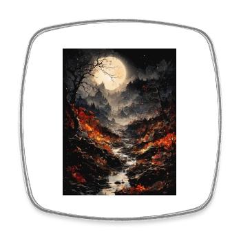 Magische Mondlandschaft - Viereckiger Kühlschrankmagnet - Weiß - Vorne