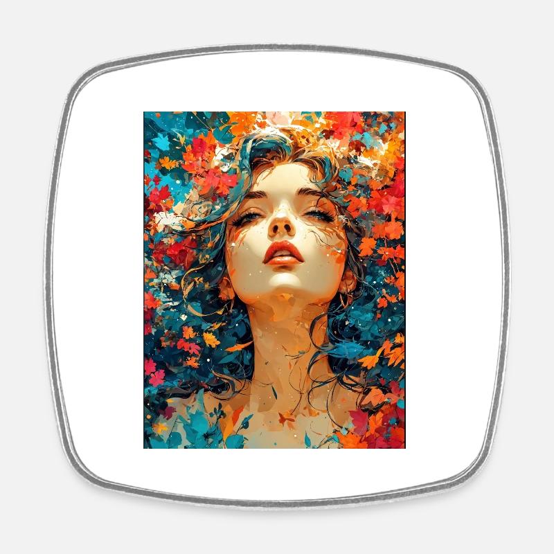 Autumn composition - Square fridge magnet - white