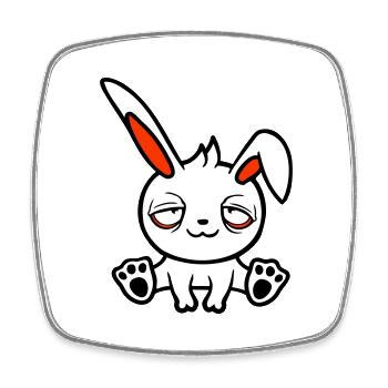 Bunny Tired Confused Relaxed Red Dark Circles Chill - Square fridge magnet - white - Front