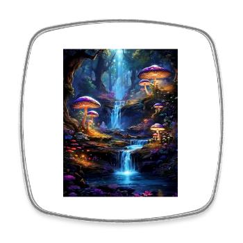 Magical Forest with Waterfall - Square fridge magnet - white - Front