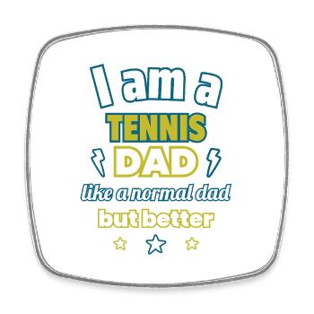 Papa TENNISMAN,Cadeau de fête des pères,Tennis - Magnet carré - blanc - Devant