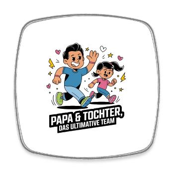 Father and daughter - Square fridge magnet - white - Front