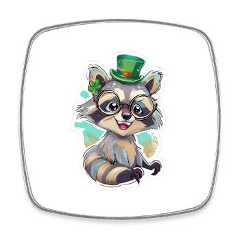 St. Patrick‘s day Waschbär Geschenk - Viereckiger Kühlschrankmagnet - Weiß - Vorne
