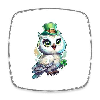St. Patrick's Day Vogel Eule Geschenk - Viereckiger Kühlschrankmagnet - Weiß - Vorne