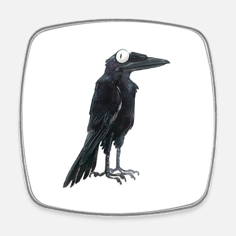 Raven Crow 1 - Square fridge magnet - white
