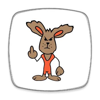 Bunny Middle Finger Show Nasty Naughty Insulting - Square fridge magnet - white - Front