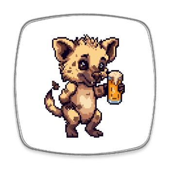 Bière Hyena Pixel - Magnet carré - blanc - Devant