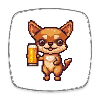 Chihuahua Chiens Pixel Bière - Magnet carré - blanc - Devant