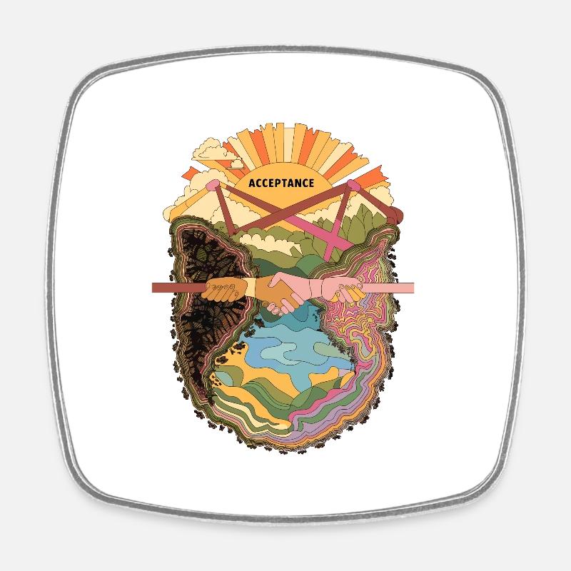 Acceptance and Unity - Embracing Diversity Artwork - Square fridge magnet - white