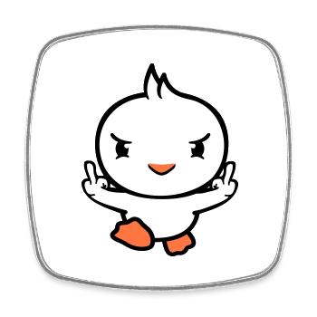 Bird evil middle finger show bad boy running cool - Square fridge magnet - white - Front