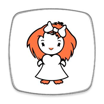 Bird Lady Woman Female Pretty Dress Bow - Square fridge magnet - white - Front