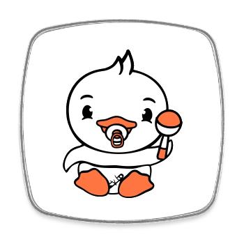 Ente Baby Kind Rassel Windel niedlich Schnuller - Viereckiger Kühlschrankmagnet - Weiß - Vorne