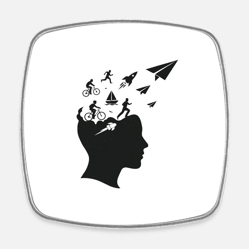 Flight of thought - Square fridge magnet - white