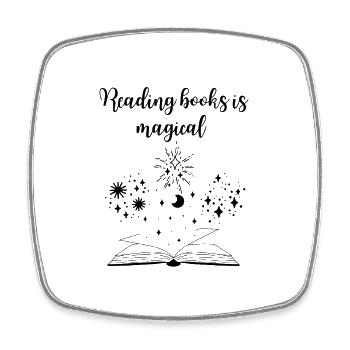 Reading books ist magical - Viereckiger Kühlschrankmagnet - Weiß - Vorne