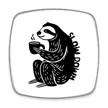 Slow Down - Square fridge magnet - white - Front