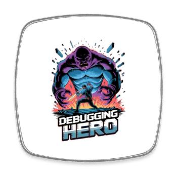 Debugging Hero – Epischer Kampf gegen Code-Monster - Viereckiger Kühlschrankmagnet - Weiß - Vorne