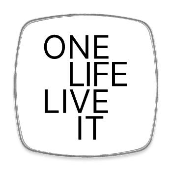 "One Life. Live It." Motivational T-Shirt - Square fridge magnet - white - Front