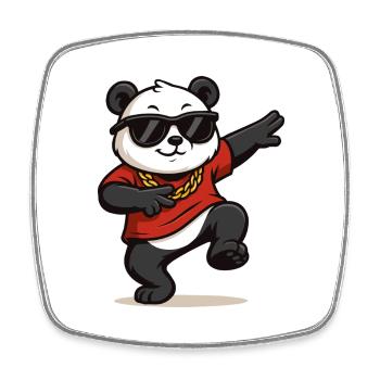 panda comic dance - Viereckiger Kühlschrankmagnet - Weiß - Vorne