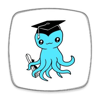 Octopus High School Graduation Passed College - Square fridge magnet - white - Front